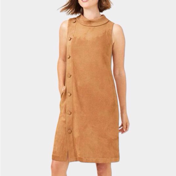 J. Mclaughlin Camel Sleeveless Button-Front Shift Dress